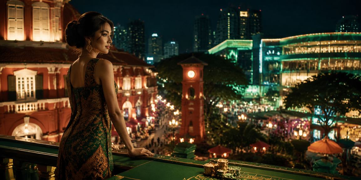 Meja permainan baccarat gaya batik tradisional di Malacca dengan suasana moden